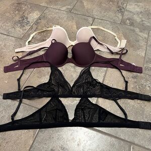 Calvin Klein Black, Purple, and Cream Bra Set
